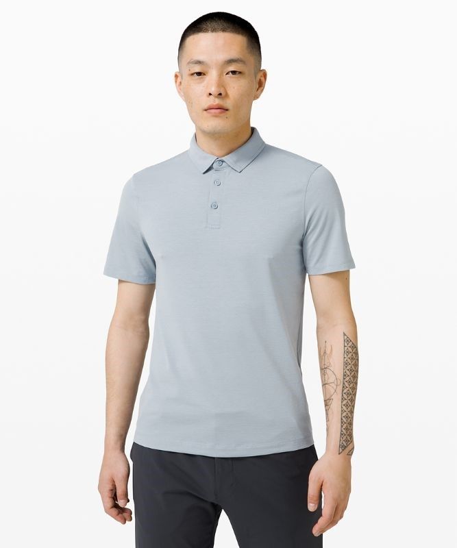Lululemon Evolution Short Sleeve Polo Shirt Blast Herr Chambray | GBFL-90248