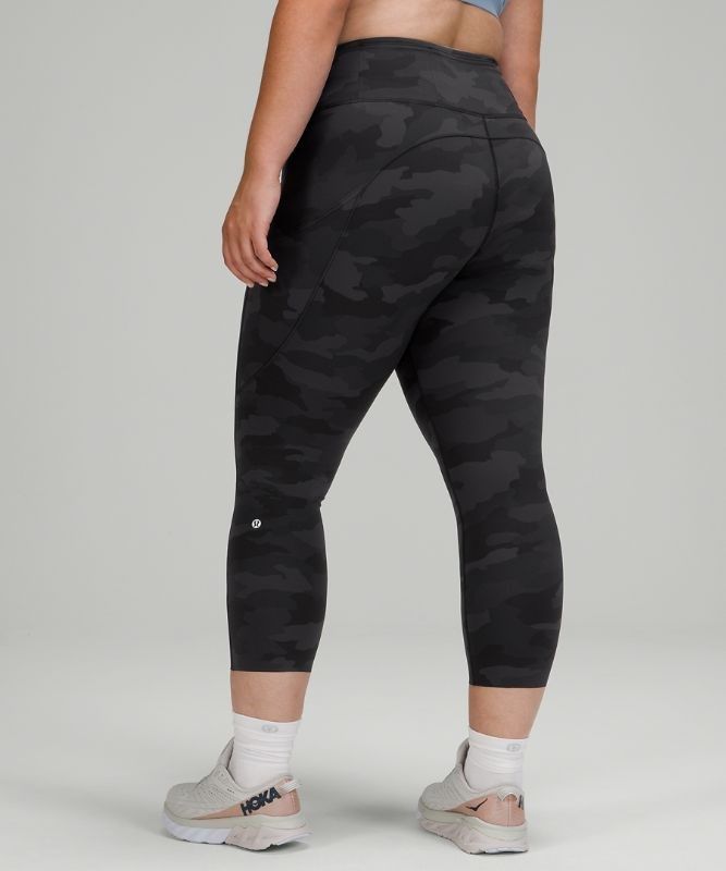 Lululemon Fast and Free HR Crop 23 Non-Reflective Leggings Dam Camo Svarta Olika Färger | OUTX-71894