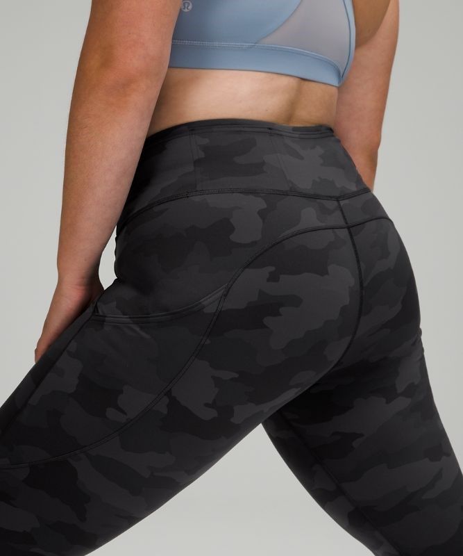 Lululemon Fast and Free HR Crop 23 Non-Reflective Leggings Dam Camo Svarta Olika Färger | OUTX-71894