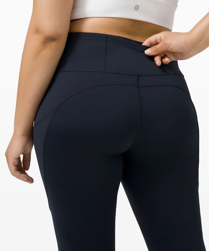 Lululemon Fast and Free HR Crop 23 Non-Reflective Leggings Dam Marinblå | HKCE-35648