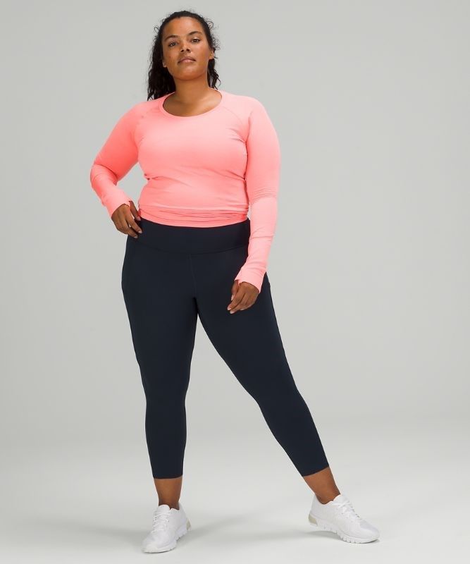 Lululemon Fast and Free HR Crop 23 Non-Reflective Leggings Dam Marinblå | HKCE-35648