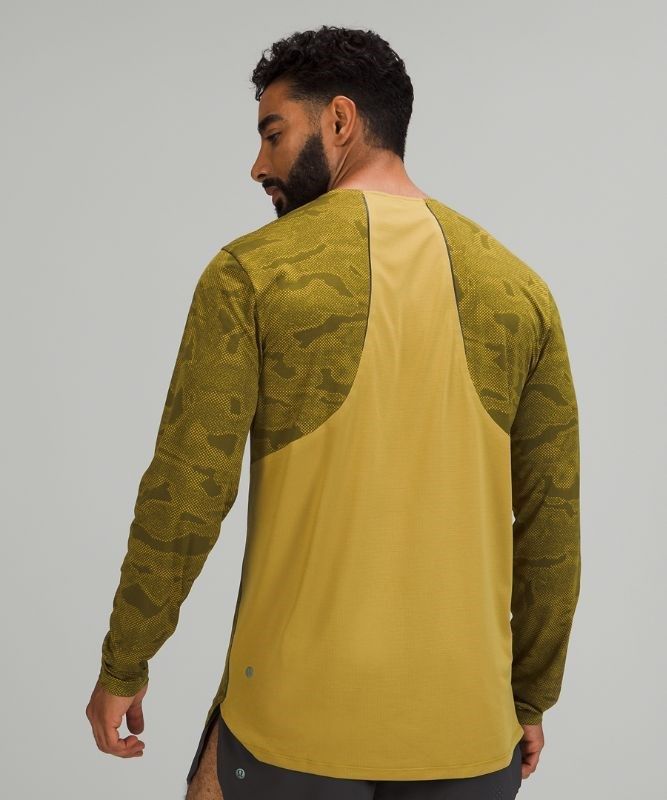 Lululemon Fast and Free LS Blast Herr Camo Guld Gröna | BWFO-18275