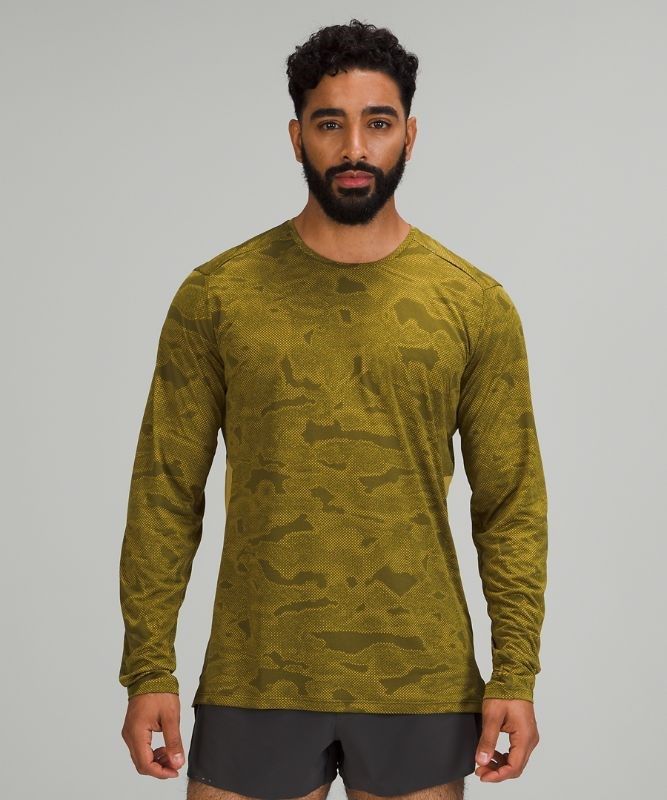 Lululemon Fast and Free LS Blast Herr Camo Guld Gröna | BWFO-18275