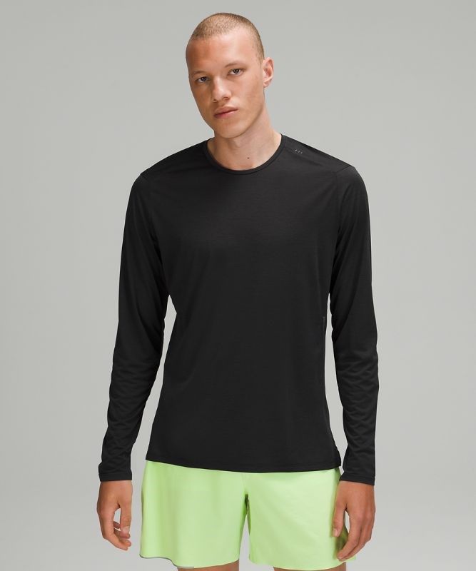 Lululemon Fast and Free Long Sleeve Blast Herr Svarta Svarta | EZXW-31764
