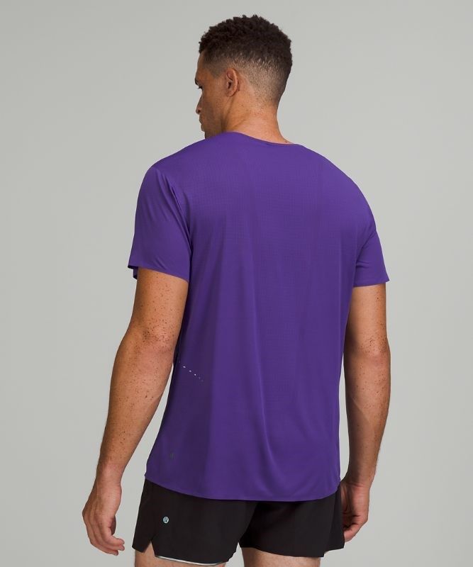 Lululemon Fast and Free Short Sleeve Shirt Breathe Blast Herr Lila | KQMV-51476