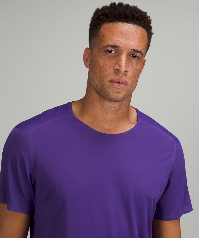 Lululemon Fast and Free Short Sleeve Shirt Breathe Blast Herr Lila | KQMV-51476