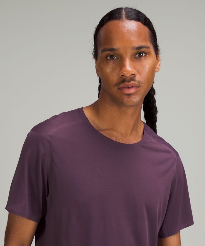 Lululemon Fast and Free Short Sleeve Shirt Breathe Blast Herr Lila | DPBK-31705