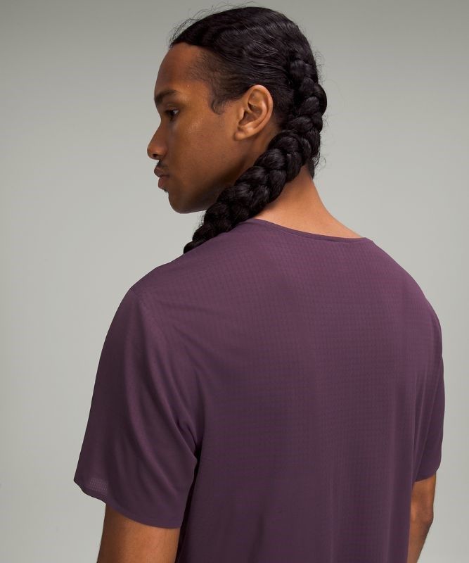 Lululemon Fast and Free Short Sleeve Shirt Breathe Blast Herr Lila | DPBK-31705