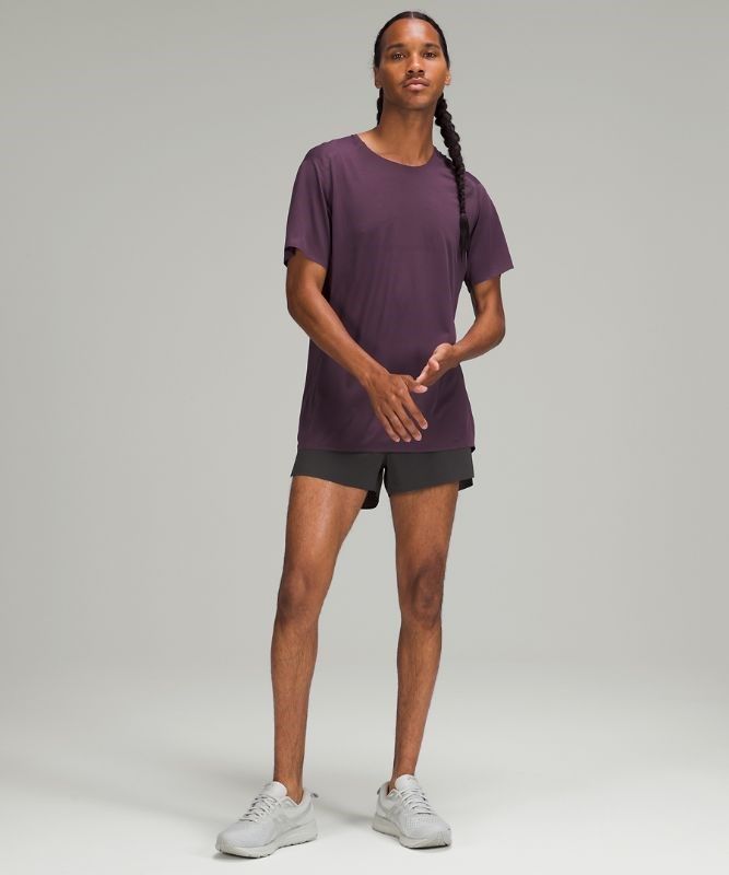 Lululemon Fast and Free Short Sleeve Shirt Breathe Blast Herr Lila | DPBK-31705