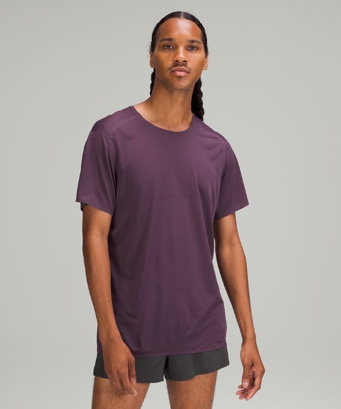 Lululemon Fast and Free Short Sleeve Shirt Breathe Blast Herr Lila | DPBK-31705