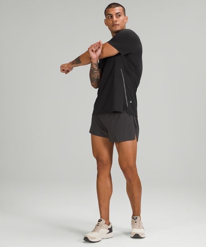 Lululemon Fast and Free Short Sleeve Shirt Recycled Blast Herr Svarta Svarta | BPCR-96140