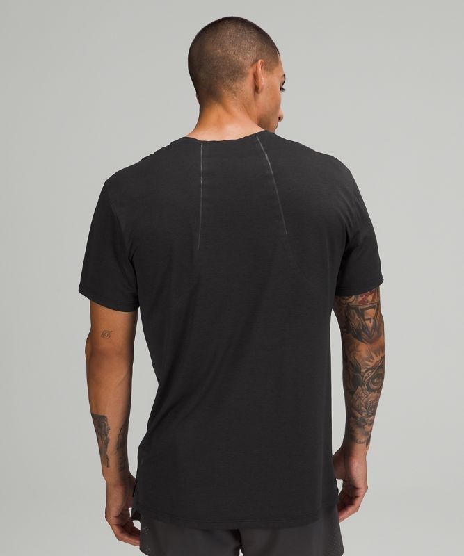 Lululemon Fast and Free Short Sleeve Shirt Recycled Blast Herr Svarta Svarta | BPCR-96140
