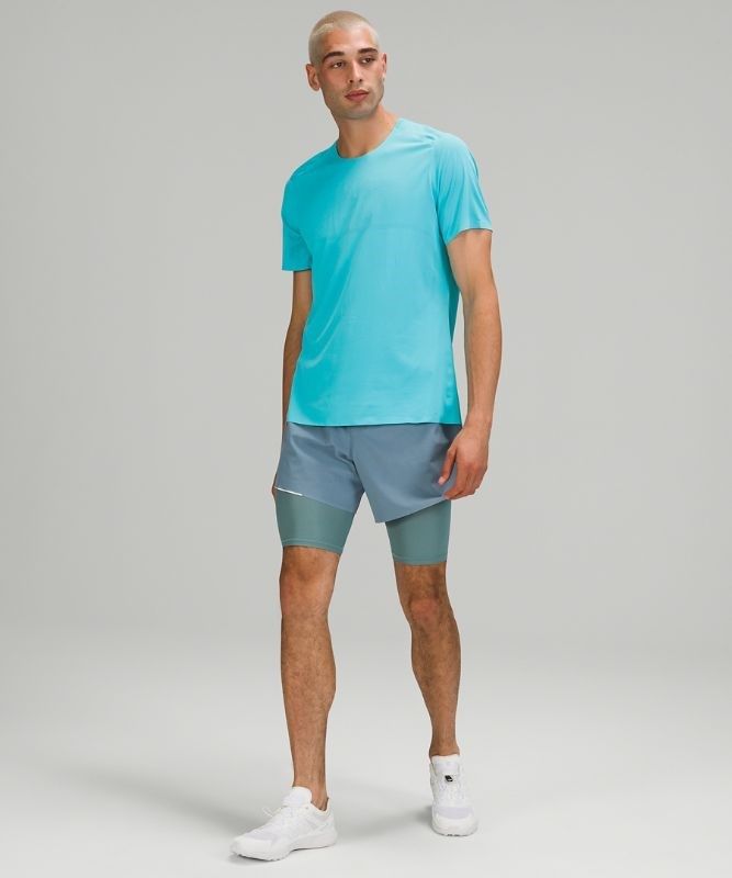 Lululemon Fast and Free Short Sleeve Shirt Breathe Blast Herr Turkos | BFGJ-19253