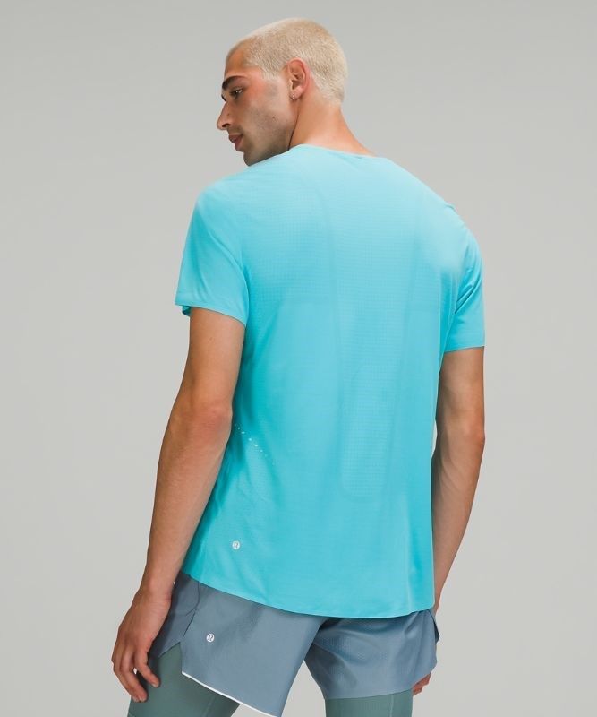 Lululemon Fast and Free Short Sleeve Shirt Breathe Blast Herr Turkos | BFGJ-19253