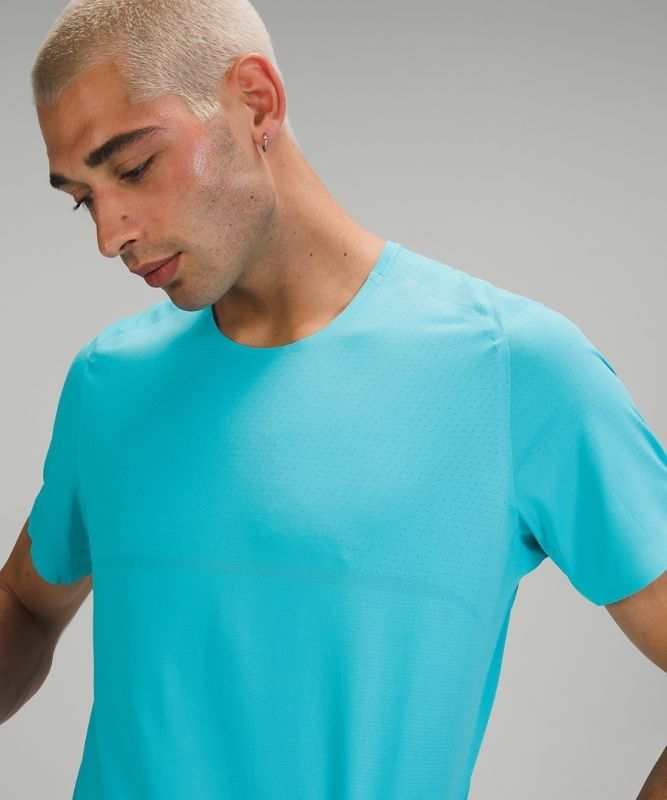Lululemon Fast and Free Short Sleeve Shirt Breathe Blast Herr Turkos | BFGJ-19253