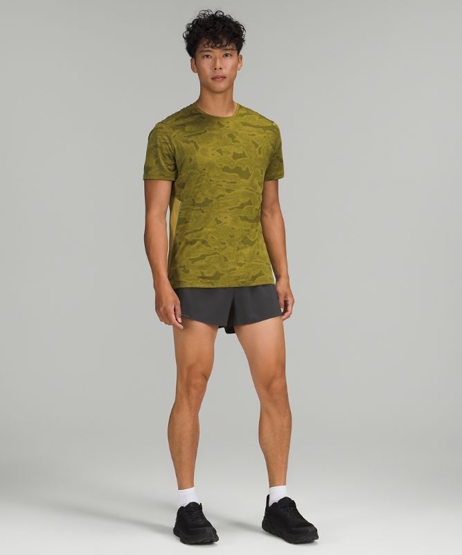 Lululemon Fast and Free Short Sleeve Shirt Blast Herr Camo Guld Gröna | ZPNW-94578