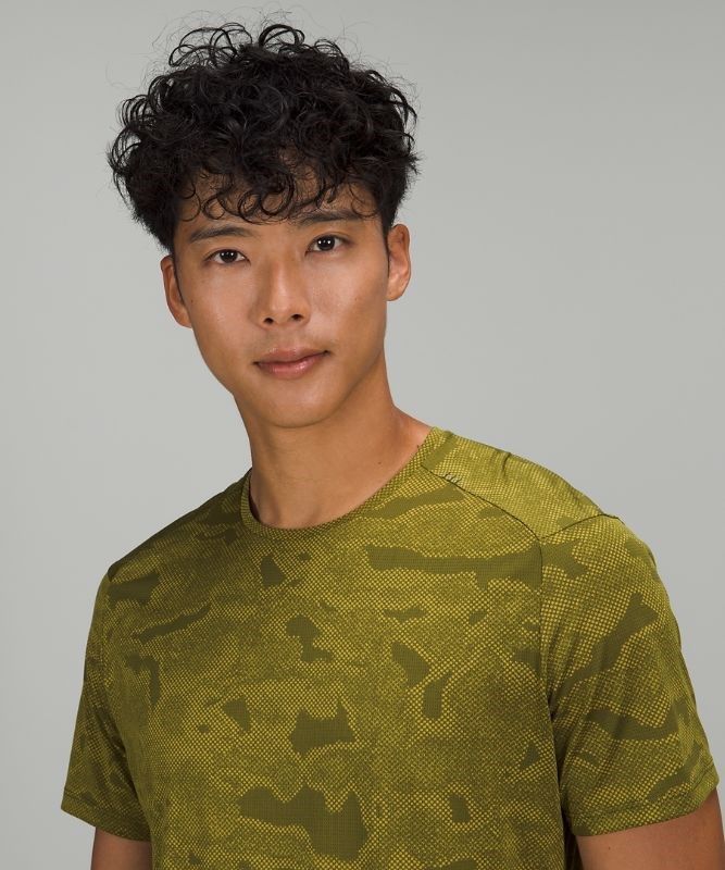 Lululemon Fast and Free Short Sleeve Shirt Blast Herr Camo Guld Gröna | ZPNW-94578