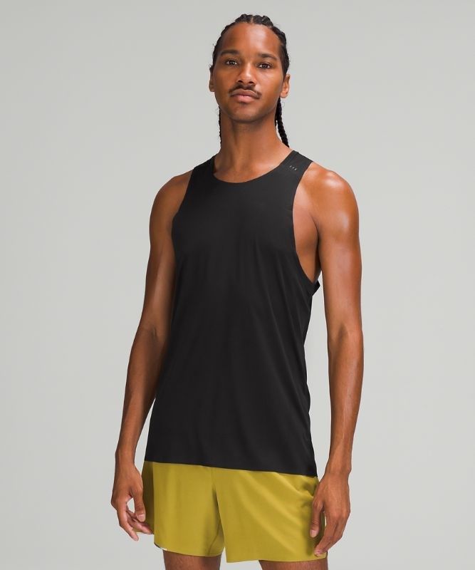 Lululemon Fast and Free Singlet Breathe Blast Herr Svarta | SIDR-61937