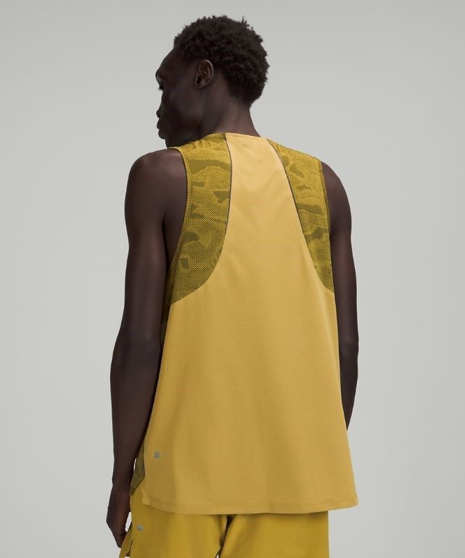 Lululemon Fast and Free Tank Blast Herr Camo Guld Gröna | LCWE-79018