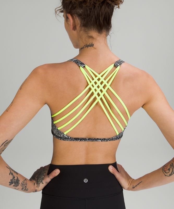 Lululemon Free to Be Bra - Wild Light Support Sport BH Dam Vita Svarta Gula | JNSI-68041