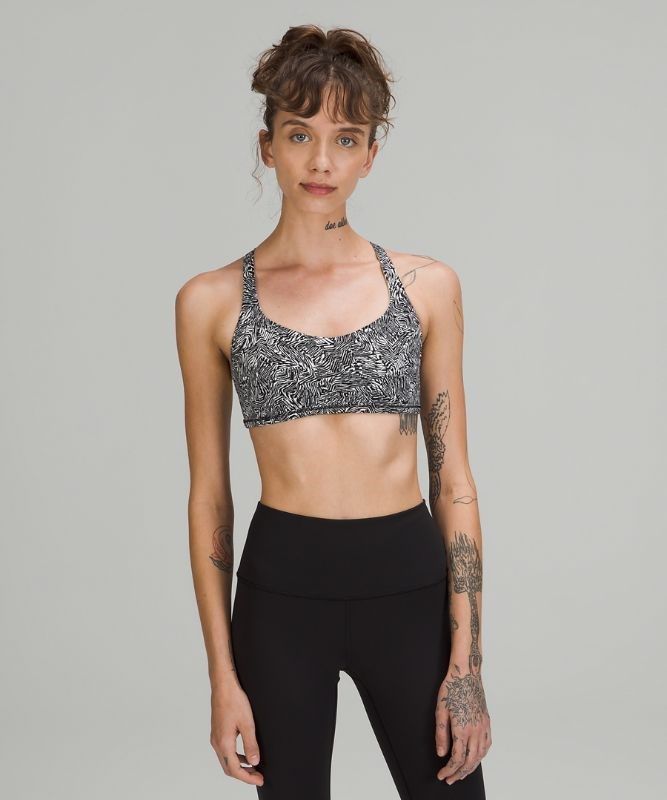 Lululemon Free to Be Bra - Wild Light Support Sport BH Dam Vita Svarta Gula | JNSI-68041