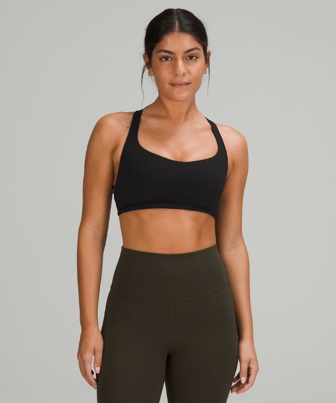 Lululemon Free to Be Bra - Wild Light Support Sport BH Dam Svarta | BGFQ-43019