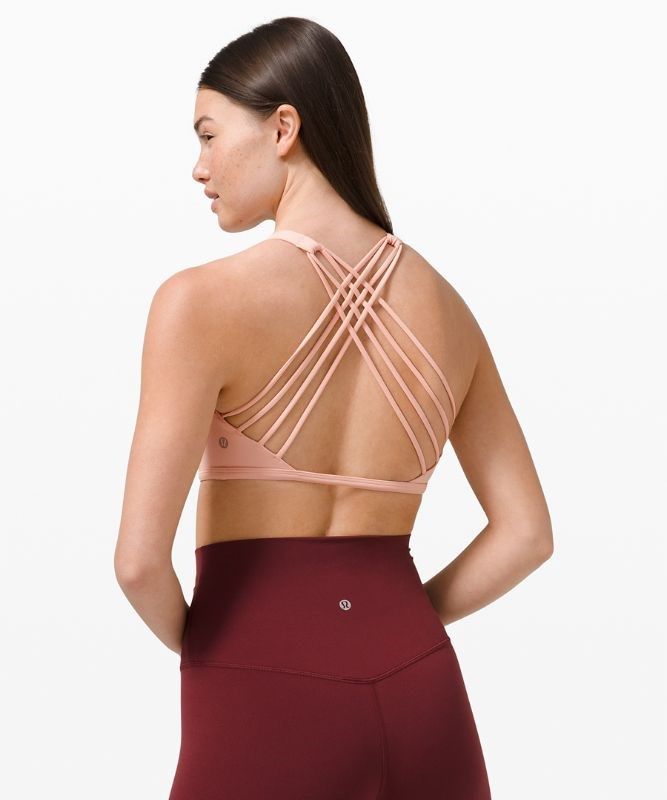 Lululemon Free to Be Bra - Wild Light Support Sport BH Dam Rosa Vita | WDGB-72935