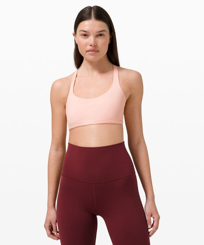 Lululemon Free to Be Bra - Wild Light Support Sport BH Dam Rosa Vita | WDGB-72935