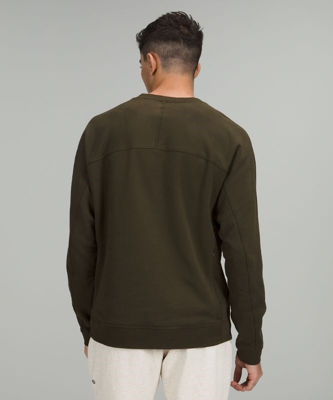 Lululemon French Terry Oversized Long Sleeve Crew Tröjor Herr Mörkolivgröna | KNLJ-56914