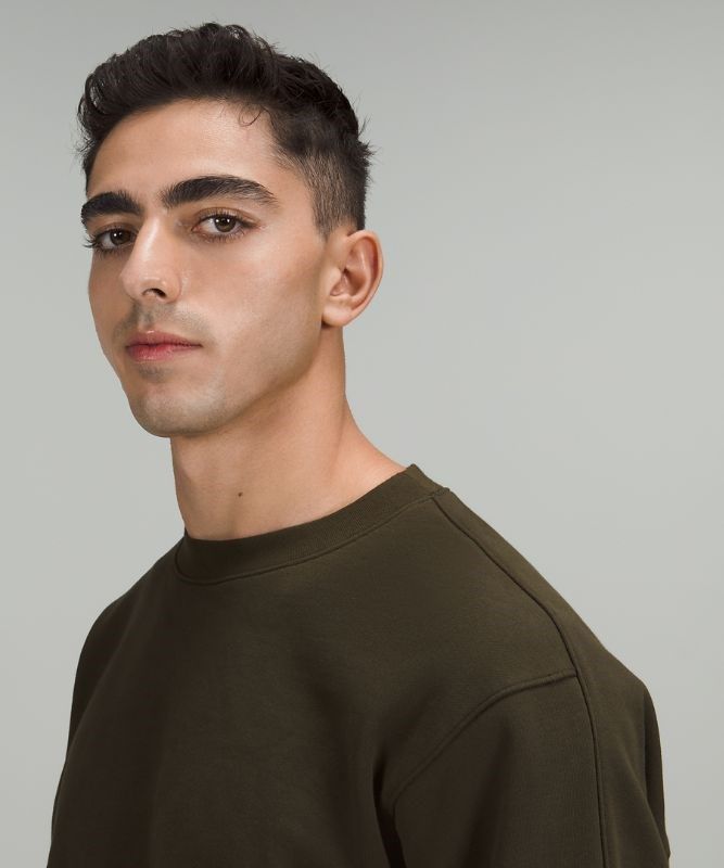 Lululemon French Terry Oversized Long Sleeve Crew Tröjor Herr Mörkolivgröna | KNLJ-56914