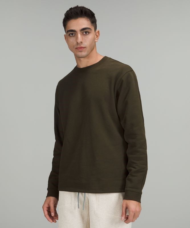 Lululemon French Terry Oversized Long Sleeve Crew Tröjor Herr Mörkolivgröna | KNLJ-56914