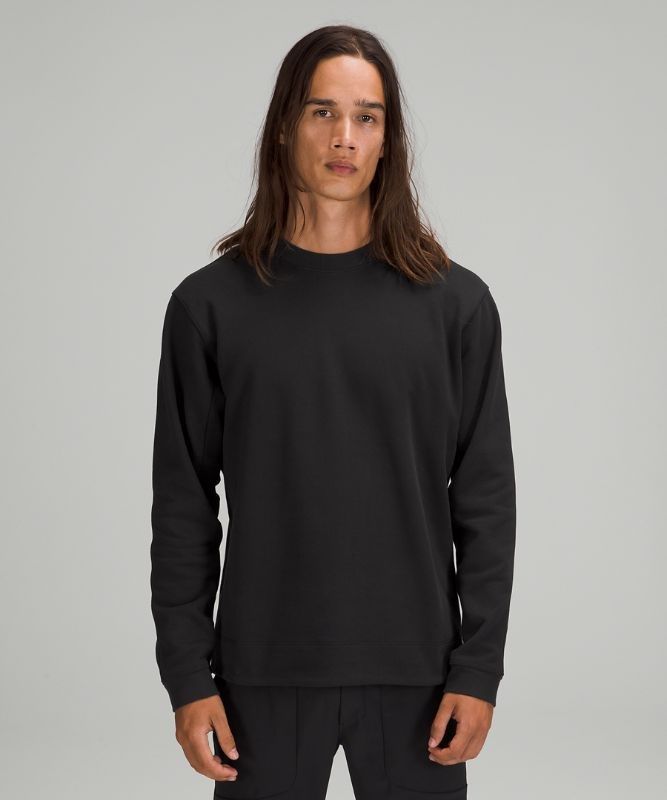 Lululemon French Terry Oversized Long Sleeve Crew Tröjor Herr Svarta | SXUO-60924