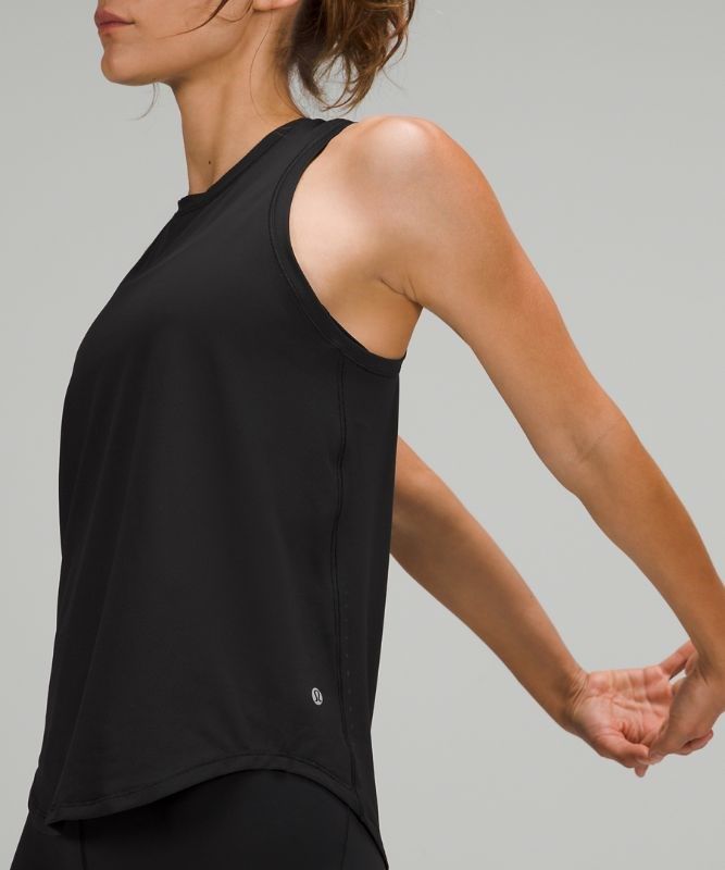 Lululemon High Neck Run and Train Tank Blast Dam Svarta | NYOC-58240