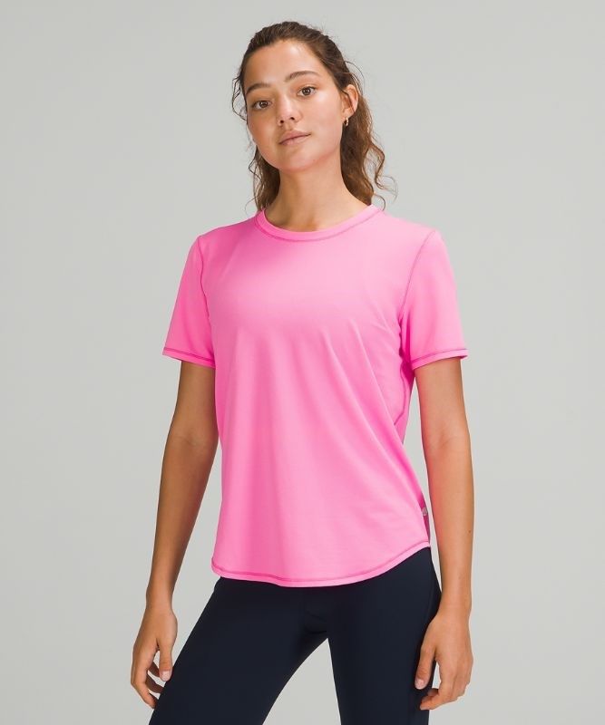Lululemon High Neck Running and Training T-Shirt Blast Dam Rosa Ljus | YNEU-34965