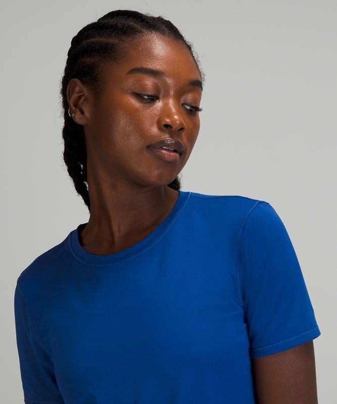 Lululemon High Neck Running and Training T-Shirt Blast Dam Blå | IHMK-89504