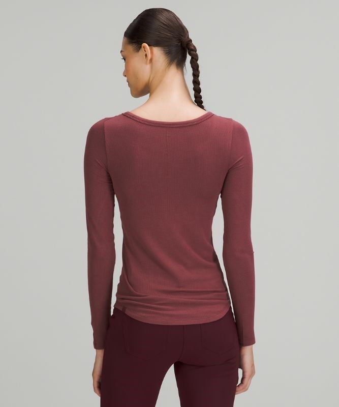 Lululemon Hold Tight Scoop Neck Long Sleeve Shirt Blast Dam Röda | RJZE-96075