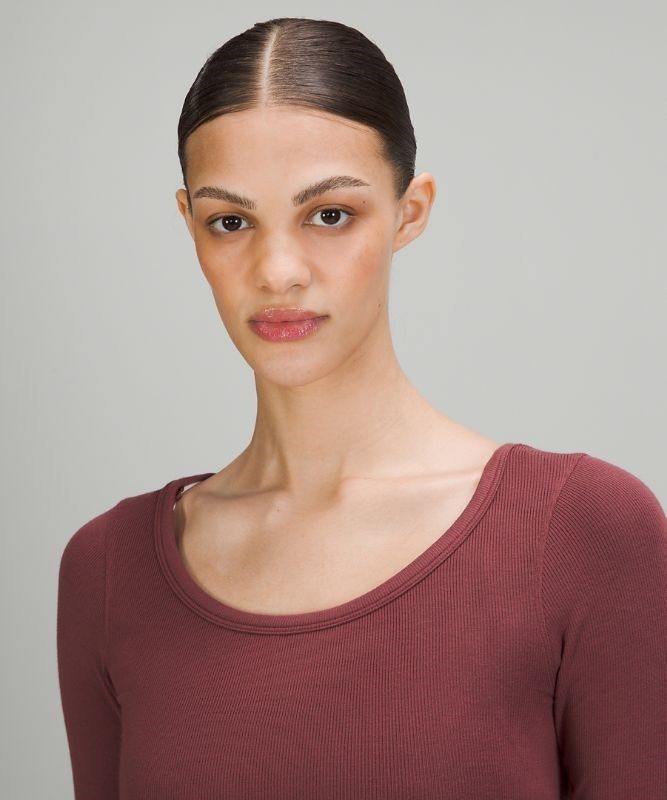 Lululemon Hold Tight Scoop Neck Long Sleeve Shirt Blast Dam Röda | RJZE-96075