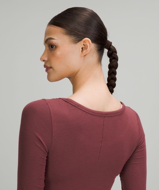 Lululemon Hold Tight Scoop Neck Long Sleeve Shirt Blast Dam Röda | RJZE-96075