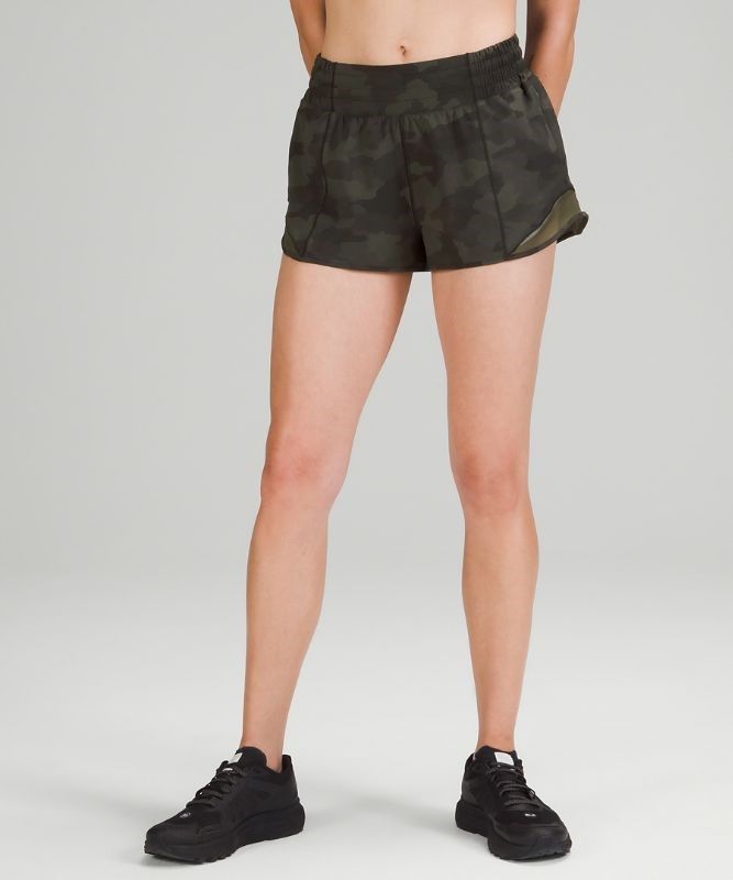 Lululemon Hotty Hot High-Rise Lined Short 2.5 Shorts Dam Camo Mörkolivgröna Olika Färger | DYVX-56871