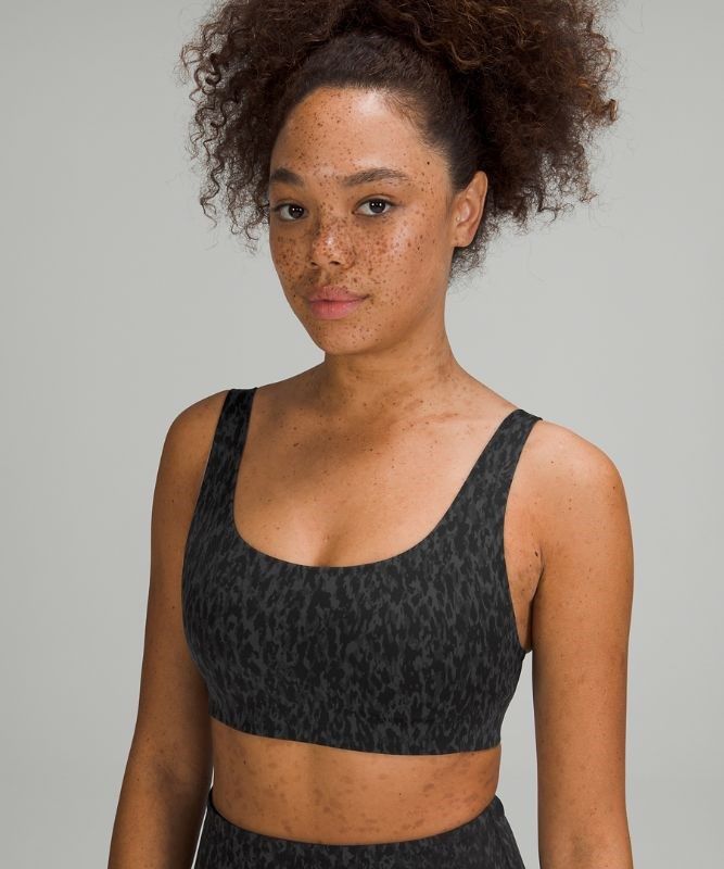 Lululemon In Alignment Straight-Strap Bra A/B Sport BH Dam Leopard Camo Svarta Olika Färger | JIVK-38762