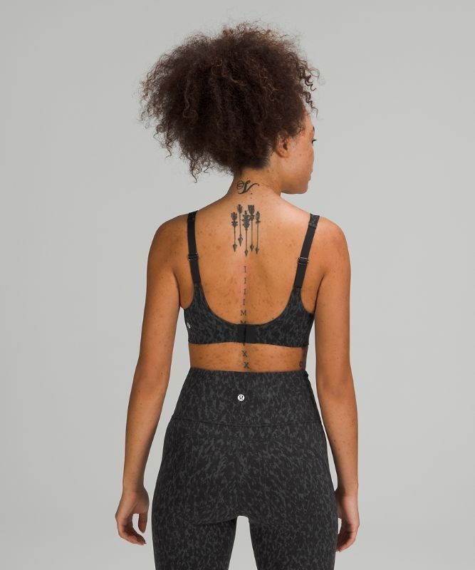 Lululemon In Alignment Straight-Strap Bra A/B Sport BH Dam Leopard Camo Svarta Olika Färger | JIVK-38762