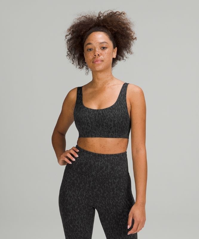 Lululemon In Alignment Straight-Strap Bra A/B Sport BH Dam Leopard Camo Svarta Olika Färger | JIVK-38762