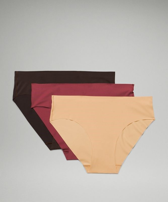 Lululemon InvisiWear Bikini 3 Pack Underkläder Dam Vinröda Bruna | WGYZ-13926