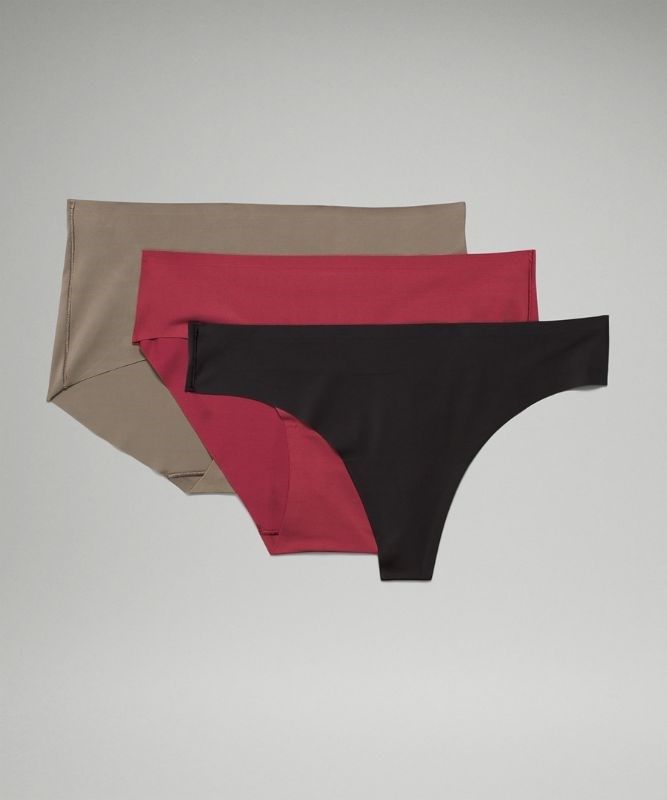 Lululemon InvisiWear Mid-Rise Multi-Silhouette Underwear 3 Pack Underkläder Dam Svarta Vinröda | SZMJ-57240