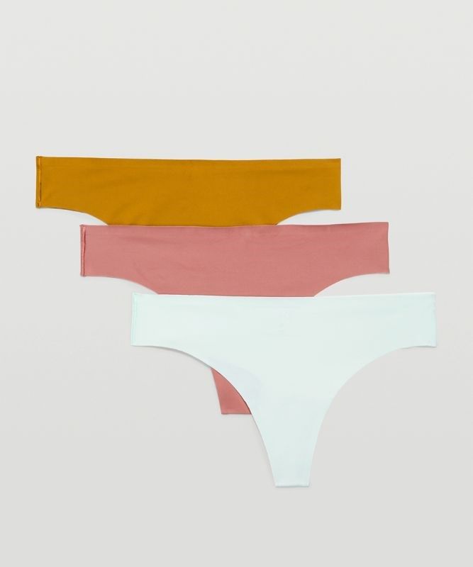 Lululemon InvisiWear Mid-Rise Thong Underwear 3 Pack Underkläder Dam Guld Bruna | NEVM-13647