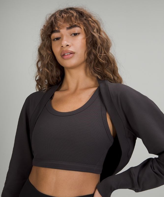 Lululemon LA Cropped Long Sleeve Shrug Tröjor Dam Svarta Grå | RLGO-85149