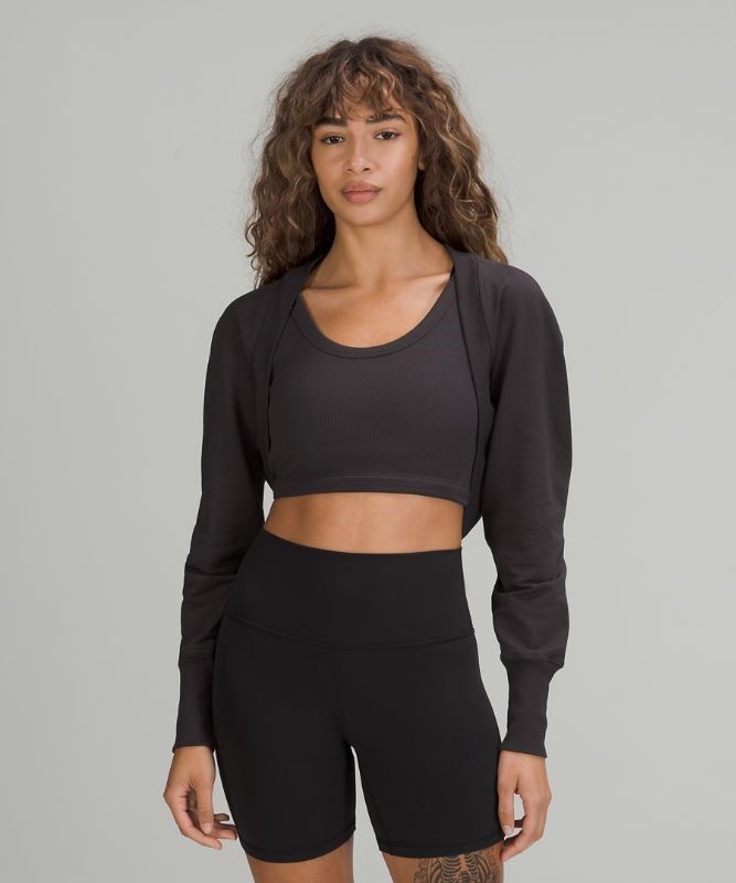Lululemon LA Cropped Long Sleeve Shrug Tröjor Dam Svarta Grå | RLGO-85149