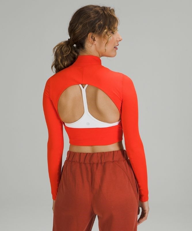 Lululemon LA Open Back Mock Neck Long Sleeve Blast Dam Röda | RXWM-27485