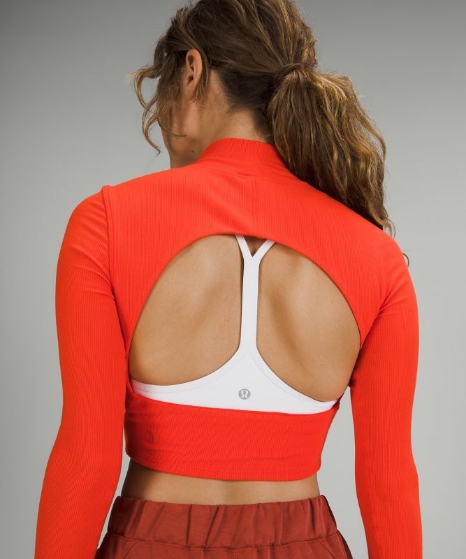 Lululemon LA Open Back Mock Neck Long Sleeve Blast Dam Röda | RXWM-27485