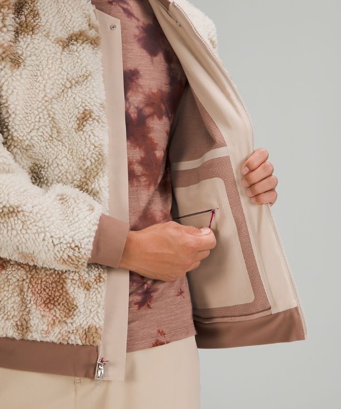 Lululemon Lab Textured Fleece Bomber Jacket Jackor Herr Vita Bruna | OXQA-75126